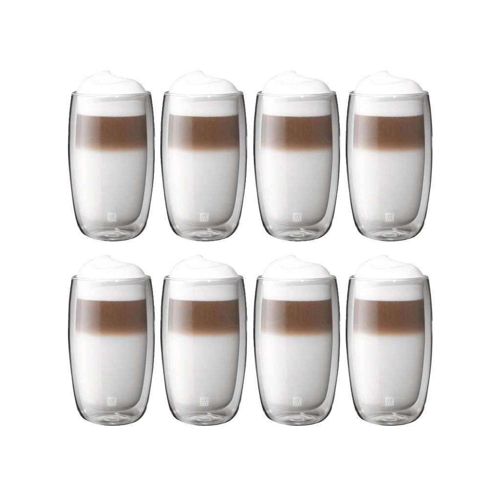 ZWILLING Sorrento 8 Piece Latte Glass Set - Value Pack, Transparent