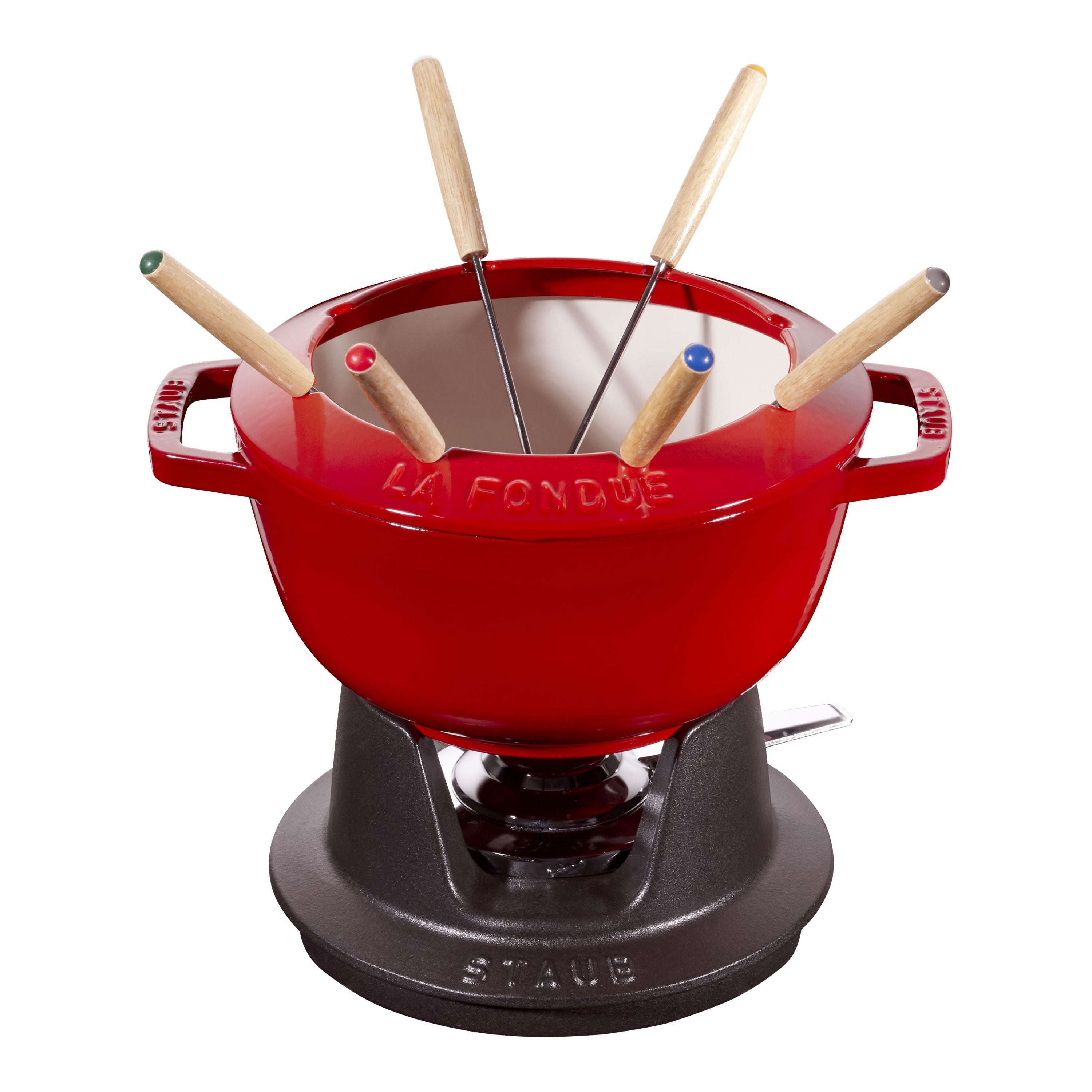 STAUB Specialities Cast Iron Fondue Set, Cherry-0