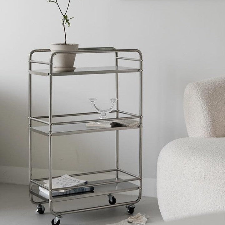 Stainless Steel Bar Cart with Wheels-0