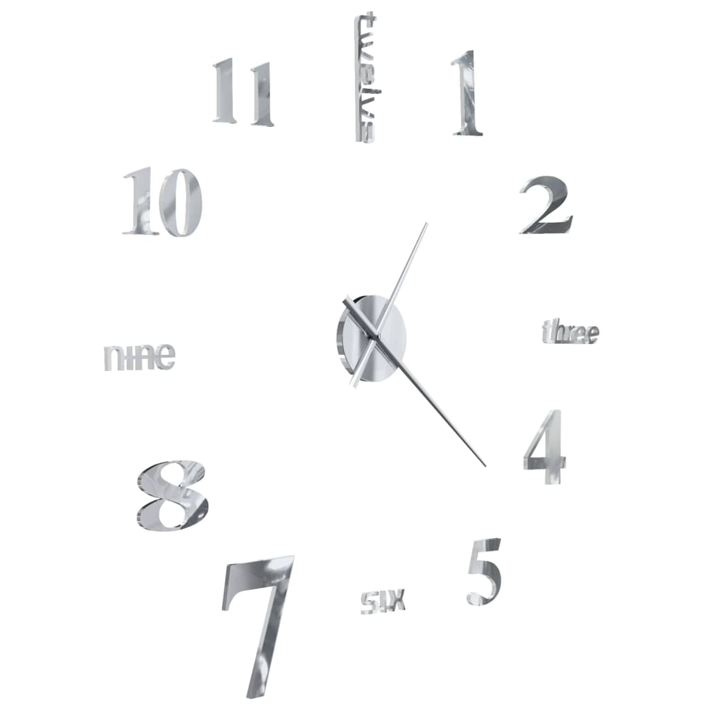 NNEVL 3D Wall Clock Modern Design 100 cm XXL Silver-3