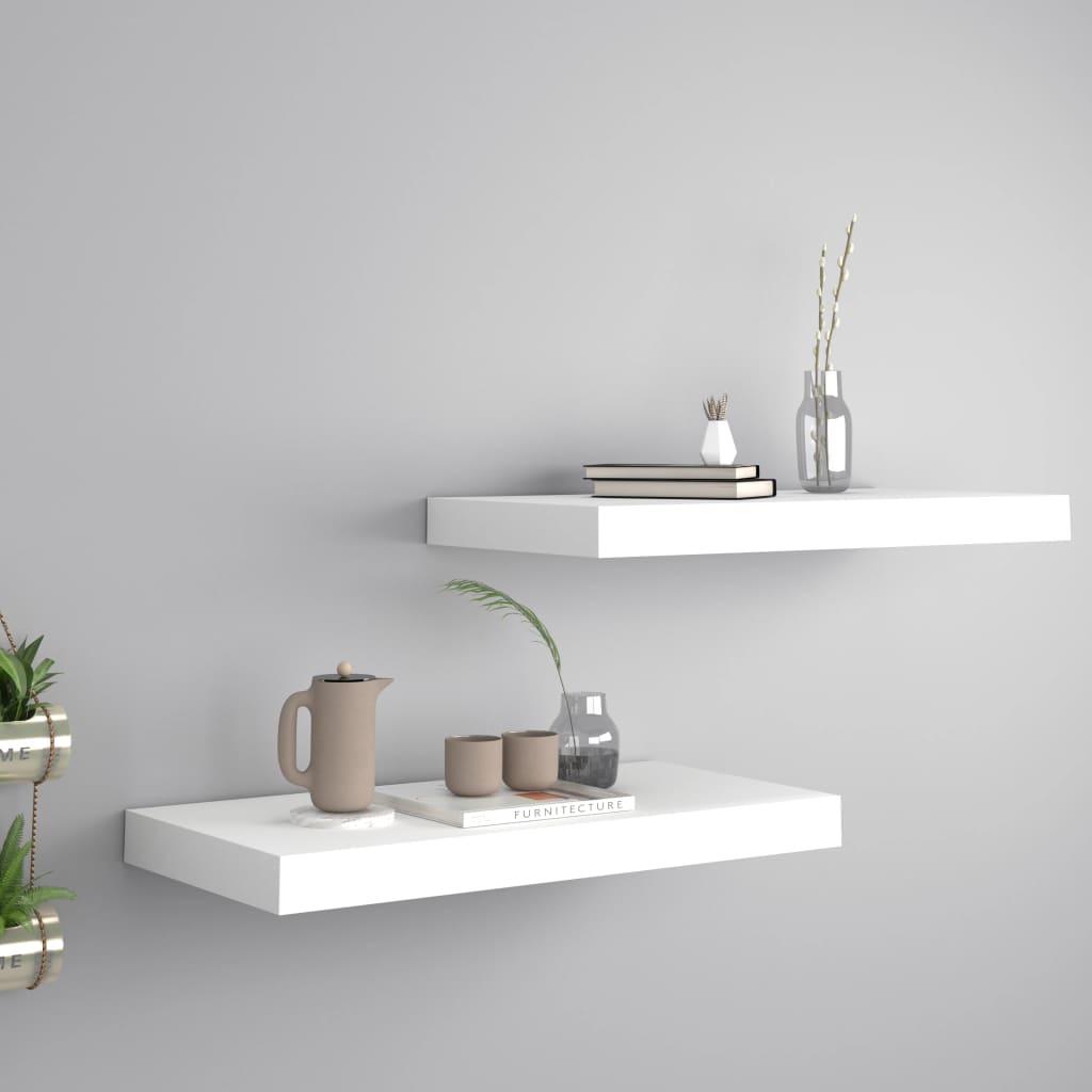 NNEVL Floating Wall Shelves 2 pcs White 50x23x3.8 cm MDF