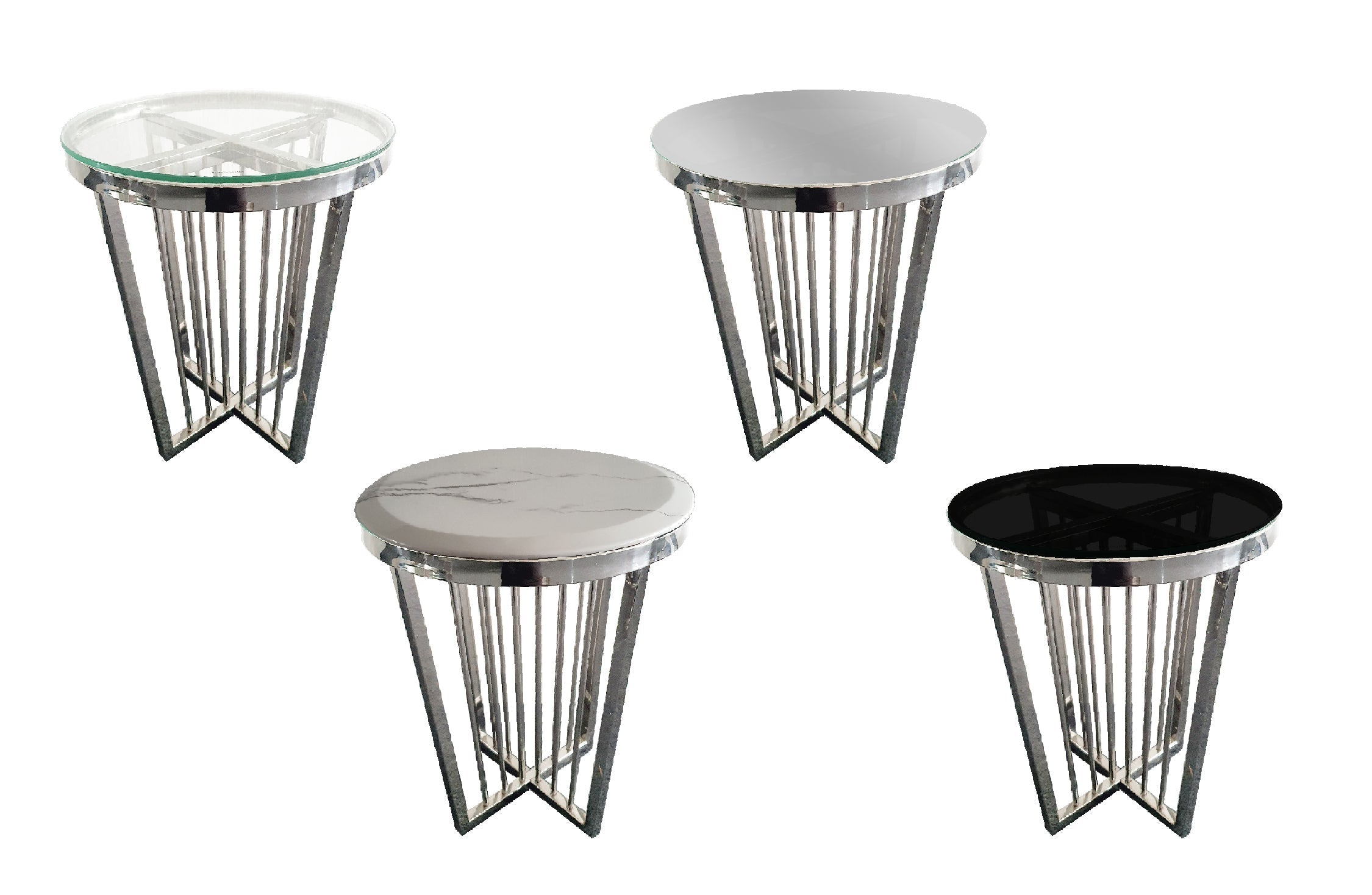 NNEDSZ Salina Side Table 45cm Silver Base - Mirror Glass