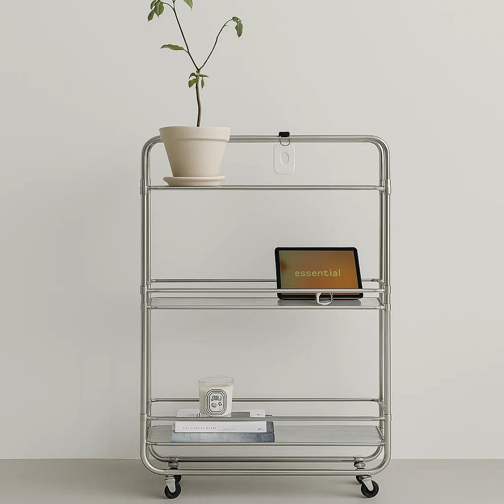 Stainless Steel Bar Cart with Wheels-1