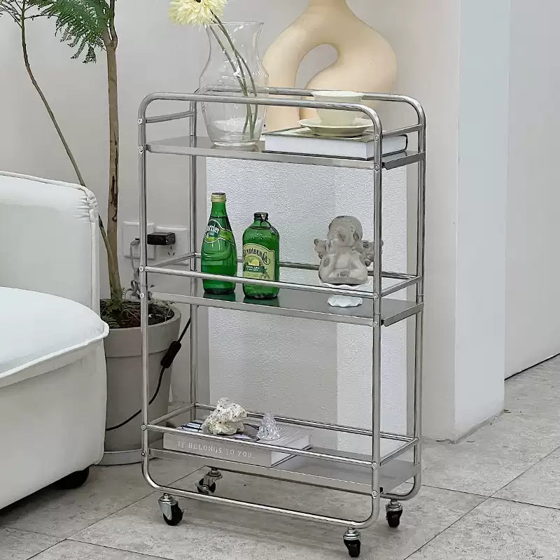 Stainless Steel Bar Cart with Wheels-3